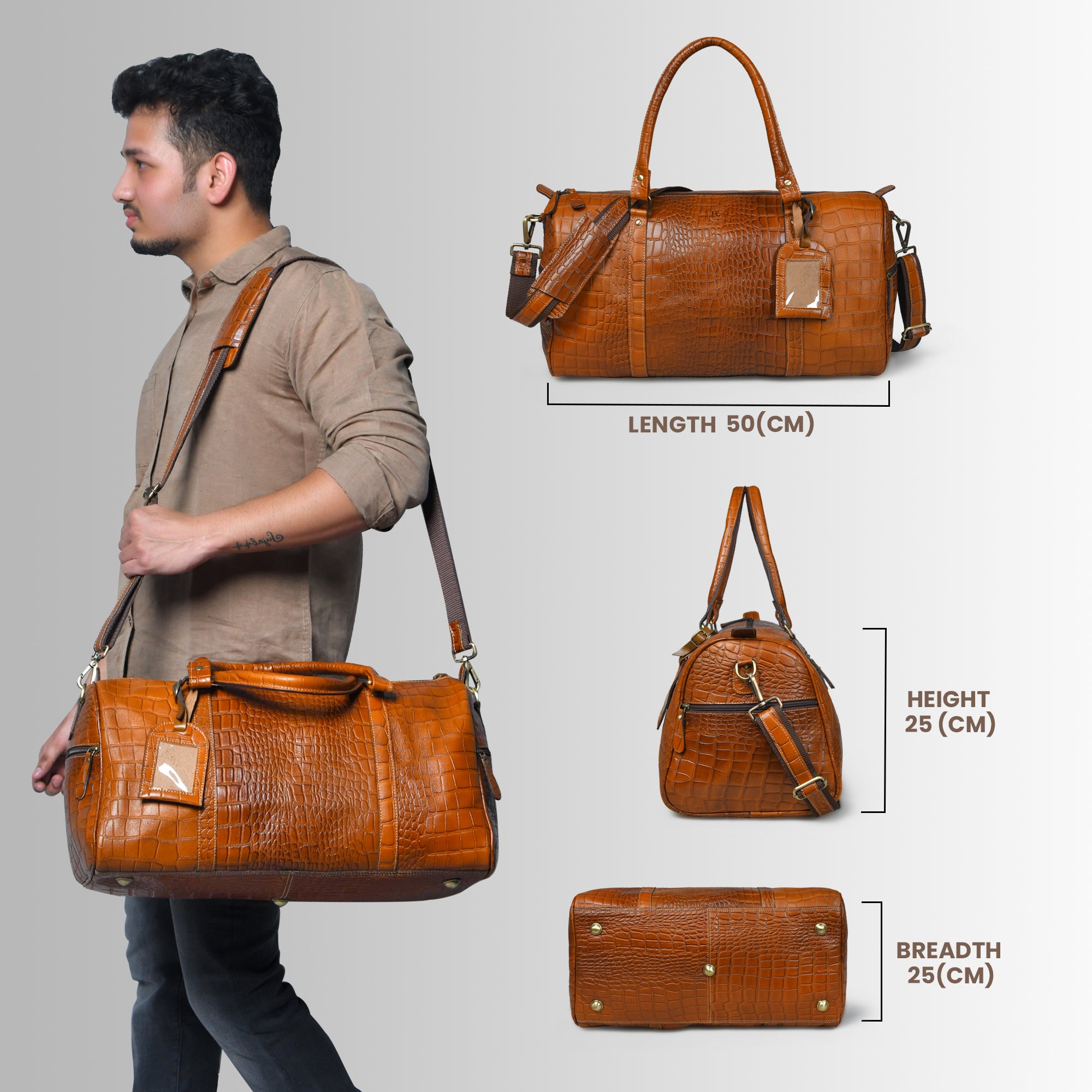 Sahara Croco Leather Travel Duffel Bag